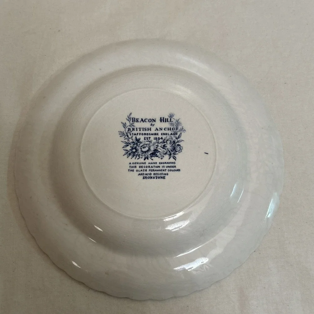 Staffordshire Beacon Hill by British Anchor Blue Salad Plates 8” - Set of 4